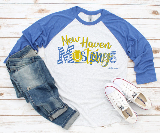 New Haven Mustangs 3/4 raglan