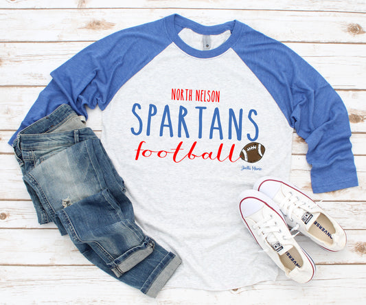 North Nelson Spartans football 3/4 raglan