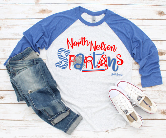 North Nelson Spartans 3/4 raglan