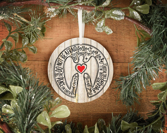 Angel  4" wooden circle ornament