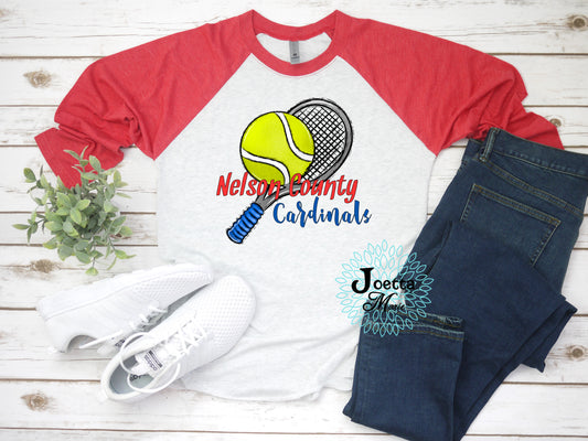 NCHS Cardinals Tennis Red Raglan