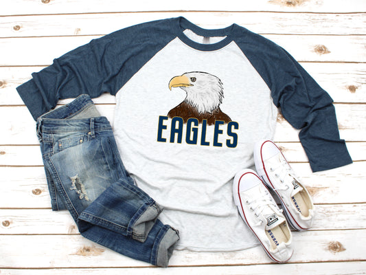 Eagles 3/4 sleeve navy raglan