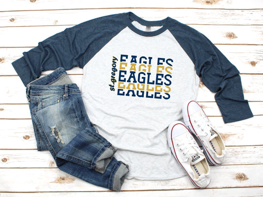 St Gregory Eagles 3/4 sleeve navy raglan