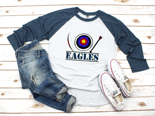 Eagles archery 3/4 sleeve navy raglan