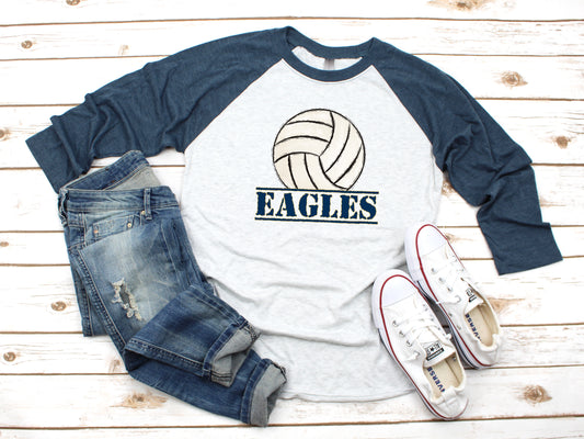 Eagles volleyball 3/4 sleeve navy raglan