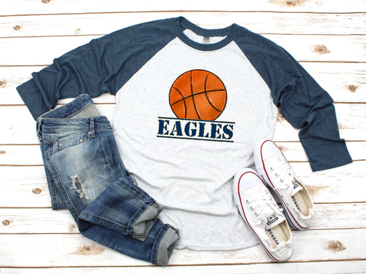 Eagles basketball 3/4 sleeve navy raglan