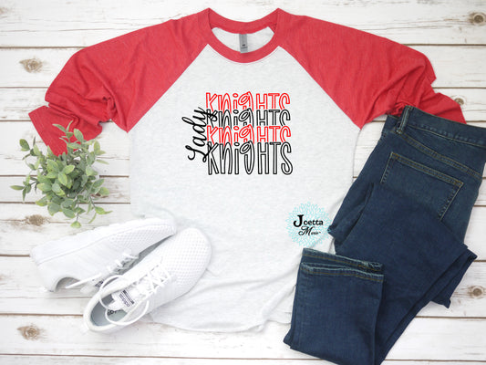 Lady Knights Stacked Design Raglan