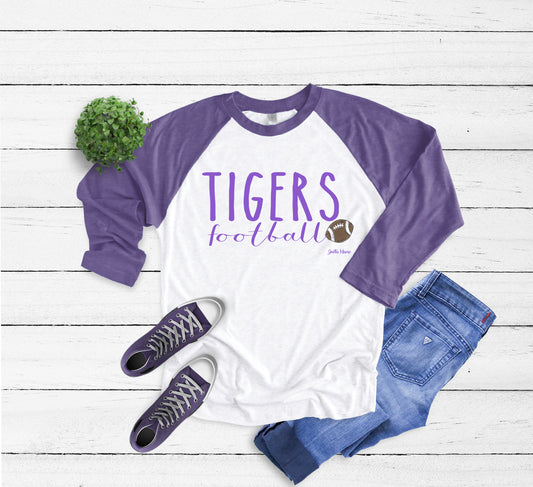 Tigers football 3/4 raglan