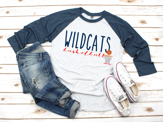 OKH Wildcats basketball 3/4 raglan