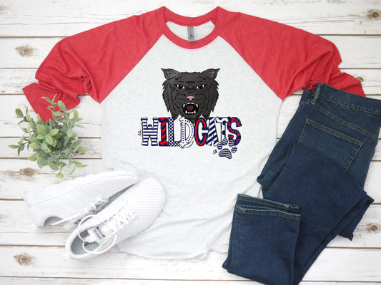 Red Wildcats Mascot Raglan