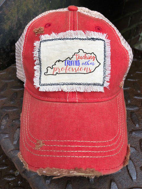 Teacher Distressed Patch Trucker Hat