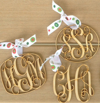 Wooden Monogram Ornaments