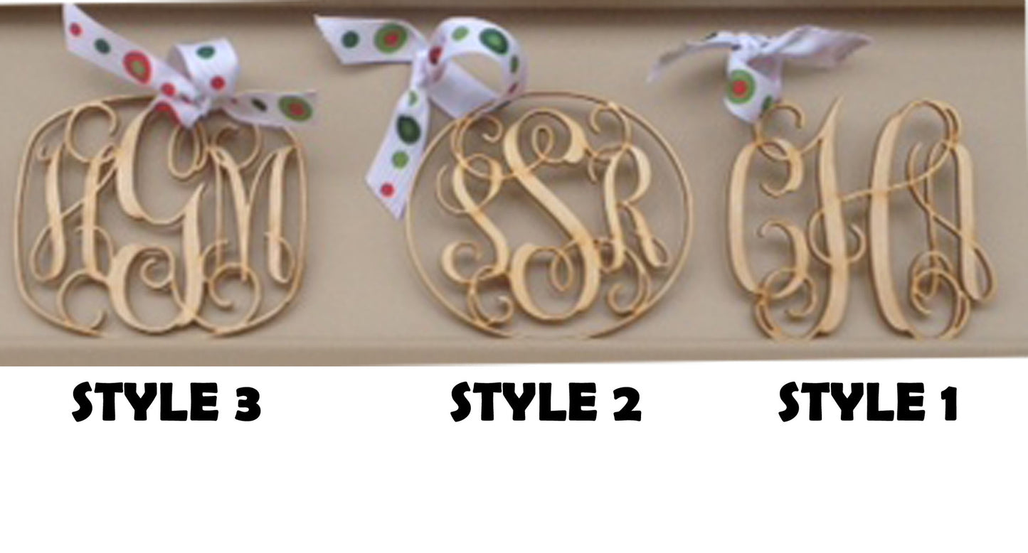 Wooden Monogram Ornaments